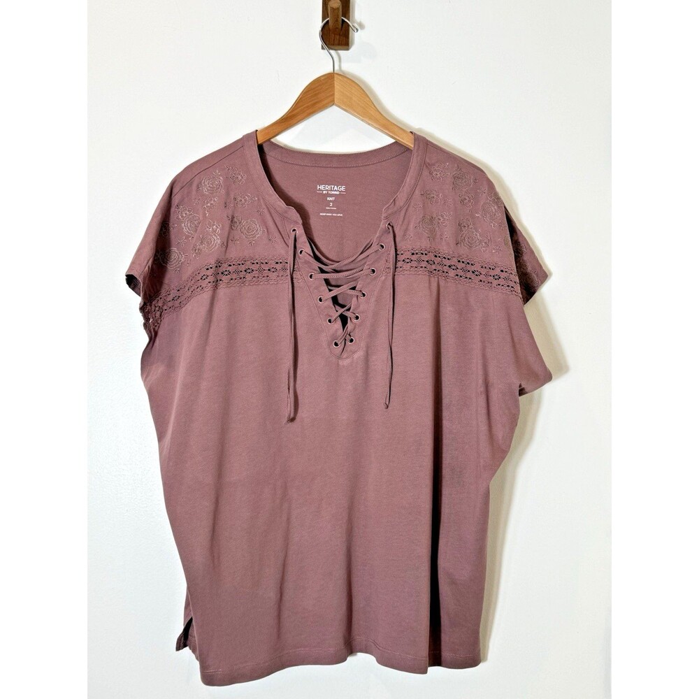 Torrid Heritage Top Cotton Dolman Tank Lace 2XL Rose Taupe Boho Y2K Casual